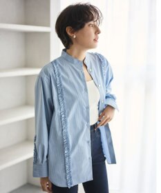 #Newans 【洗濯機可能/シワになりにくい】パネルフリルシャツ