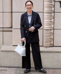 ANY イージーケアライトストレッチワイドパンツ ネイビー