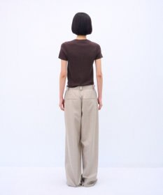 ATON WOOL SILK TWILL | タックレスワイドパンツ
