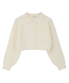 earth music&ecology 襟付きケーブルニットジャケット