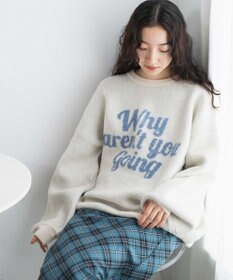 WEGO フラッフィーロゴジャガードニットプルオーバー