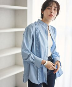 #Newans 【洗濯機可能/シワになりにくい】パネルフリルシャツ