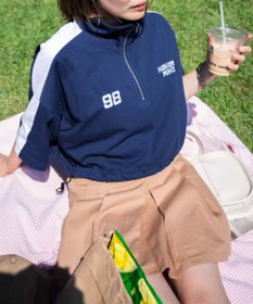 WEGO 刺繍ハーフジップT