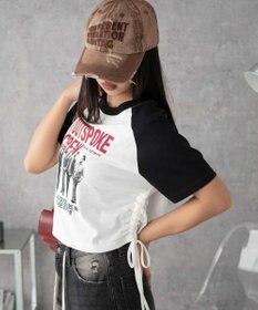 WEGO グラフィックショートサイドリボンドロストT