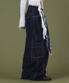 WEGO バンダナ付きリジットワイドデニム