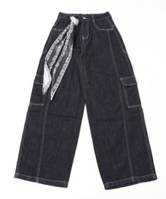 WEGO バンダナ付きリジットワイドデニム