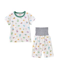 MIKI HOUSE HOT BISCUITS 【80-120cm】 恐竜柄 腹巻き付き 天竺素材 半袖パジャマ