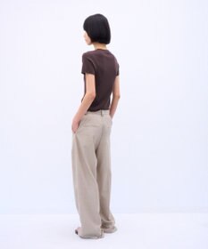 ATON WOOL SILK TWILL | タックレスワイドパンツ