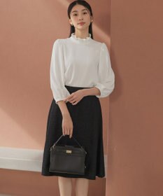 組曲 【KUMIKYOKU NAVY】ジョーゼットシフォン スタンドフリルブラウス