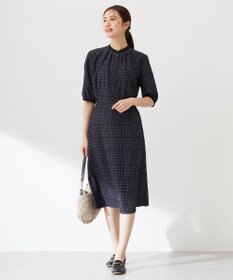 J.PRESS LADIES L 【洗える】ブロックドットプリント フレアー スカート