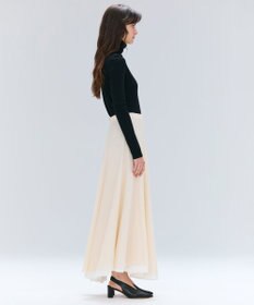 BEIGE， PINE / ウールレイヤードフレアスカート