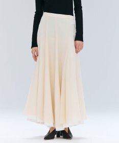 BEIGE， PINE / ウールレイヤードフレアスカート