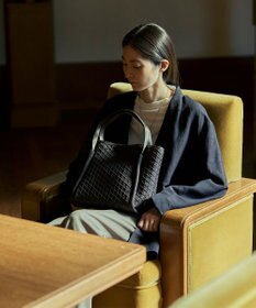 MIYABIYA LAQUOH【撥水加工】篭目柄エンボスボンディングトートS