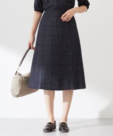 J.PRESS LADIES L 【洗える】ブロックドットプリント フレアー スカート