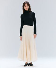 BEIGE， PINE / ウールレイヤードフレアスカート