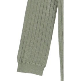 Green Parks 推しニット　リブ編みミドル丈カーディガン