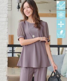 Tiaclasse 【洗える・接触冷感・紫外線ケア・サラごこち】ソフトペプラムカットソー