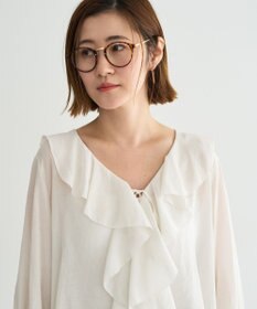 YECCA VECCA ラッフルリボンシアーブラウス