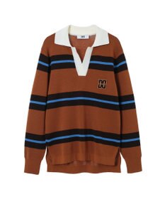 DAKS Vネックボーダーニットトップス