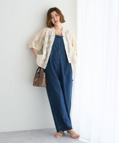 YECCA VECCA フリルVネック刺繍シアーシャツ