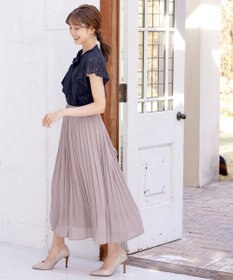 Tiaclasse L 【洗える/ウエストゴム】 ジョーゼットプリーツスカート