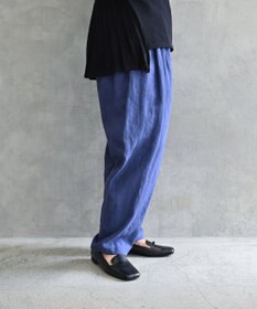 muuc 〈高品質ベルギーリネン100%〉ウエストゴムあり タックデザインスラックスパンツ