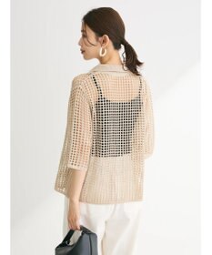 Green Parks メッシュ編み襟付きカーディガン