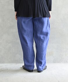 muuc 〈高品質ベルギーリネン100%〉ウエストゴムあり タックデザインスラックスパンツ