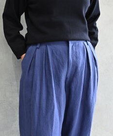 muuc 〈高品質ベルギーリネン100%〉ウエストゴムあり タックデザインスラックスパンツ