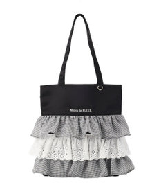 Maison de FLEUR サテンフロントフリルスクエアトートバッグ
