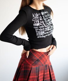 WEGO ヘンリーネックグラフィックピチトップス