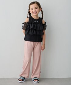 ANY KIDS ランダムリブ ワイドフレアパンツ