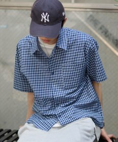 WEGO クロップドSSマイクロチェックシャツ