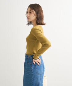Green Parks もちっと袖配色ボートネックニットプルオーハ