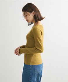 Green Parks もちっと袖配色ボートネックニットプルオーハ