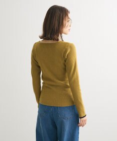 Green Parks もちっと袖配色ボートネックニットプルオーハ