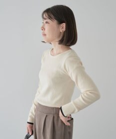 Green Parks もちっと袖配色ボートネックニットプルオーハ