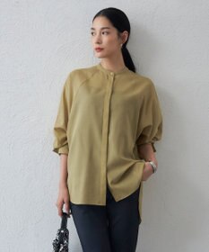 ICB 【洗える】ハイツイストコットンボイル バンドカラーブラウス