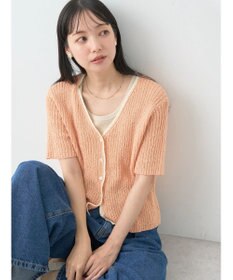 earth music&ecology バイカラーＶネックカーディガン