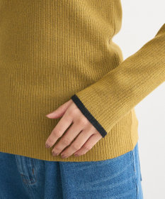 Green Parks もちっと袖配色ボートネックニットプルオーハ