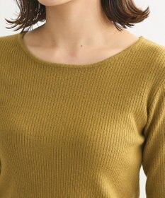 Green Parks もちっと袖配色ボートネックニットプルオーハ