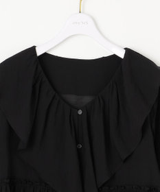 ANY SIS 【洗える】シアーヴィンテージライクラッフル ブラウス