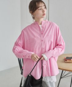 WEGO 着丈が選べる オーバーサイズ バンドカラー シャツ / ストライプ / 無地