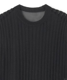 BEIGE， 【洗える】ALOE / コットンメッシュオーガンジーノースリーブニット