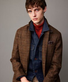 JOSEPH ABBOUD 【軽量/ストレッチ/JAPANファブリック/きれいめ】コーテッドストレッチデニム ジャケット