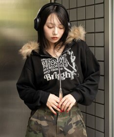 WEGO ファーフードショートZIPパーカー