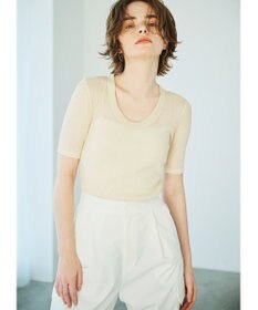 uncrave 【手洗い可】シアー ランダムリブ Uネック カットソー（uncrave STANDARD）