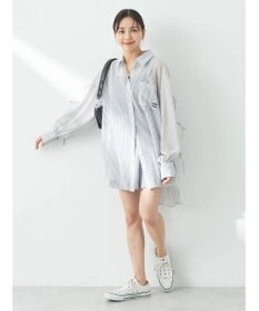 earth music&ecology 袖スリットリボンロングシャツ