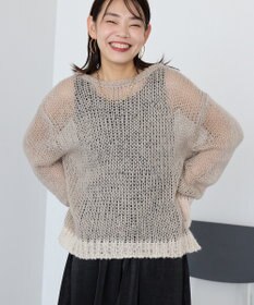 AMERICAN HOLIC モヘアライク配色ニットプルオーバー