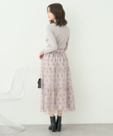 earth music&ecology フラワー刺繍チュールスカート